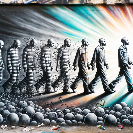 Street,Art,Artistic,Image,Of,Prisoners,Freedom,From,Prison