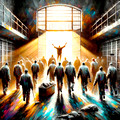 Watercolor,Artistic,Image,Of,Prisoners,Freedom,From,Prison
